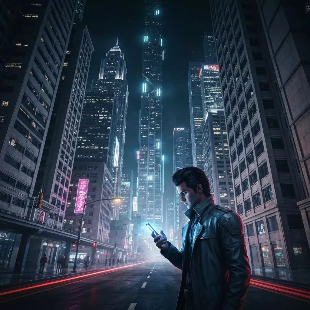 Person using a smartphone in an urban environment, symbolizing mobile SEO strategies and online visibility