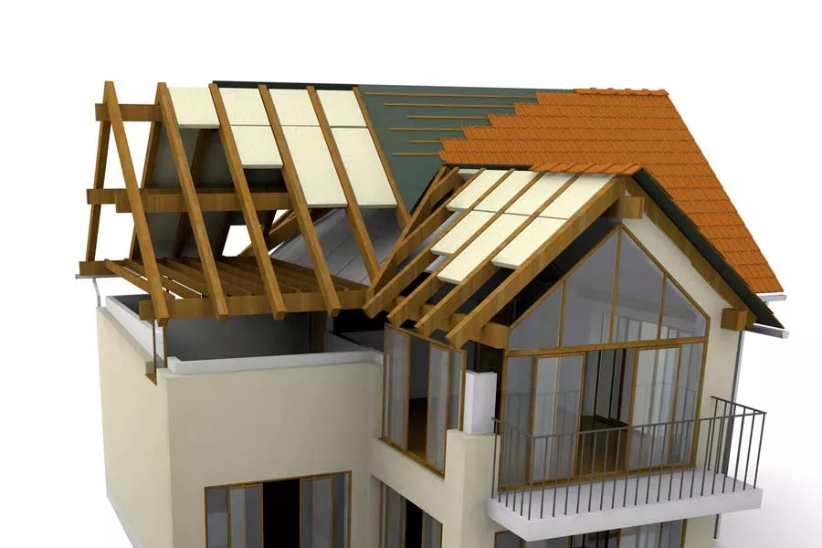 Illustration of the components of a residential roofing system
