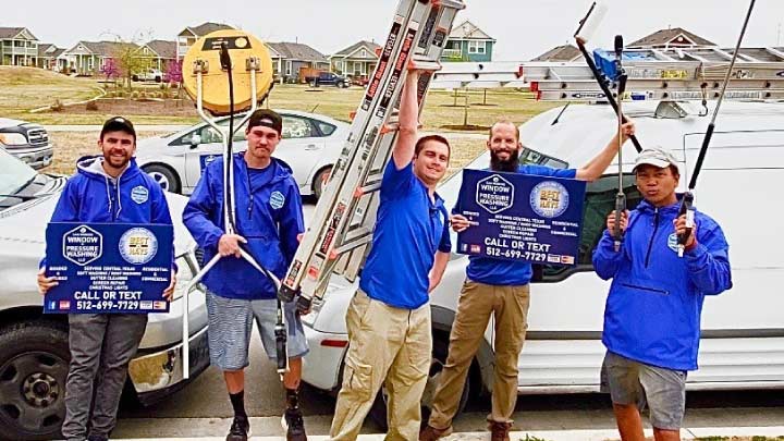 Group photo of San Marcos Window and Pressure Washing team