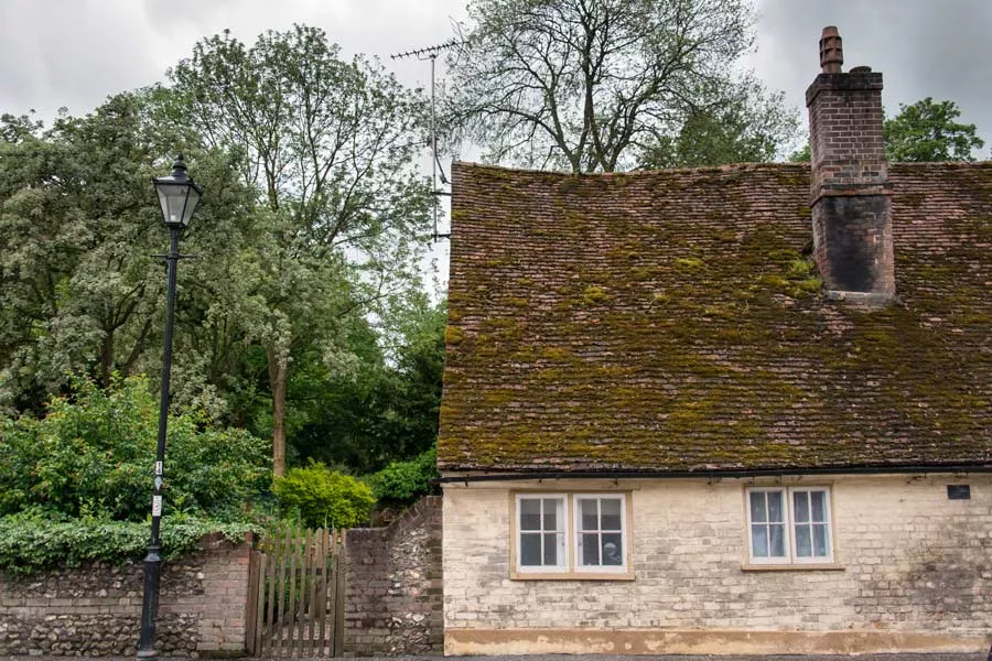 Old house with a sagging shingle roof