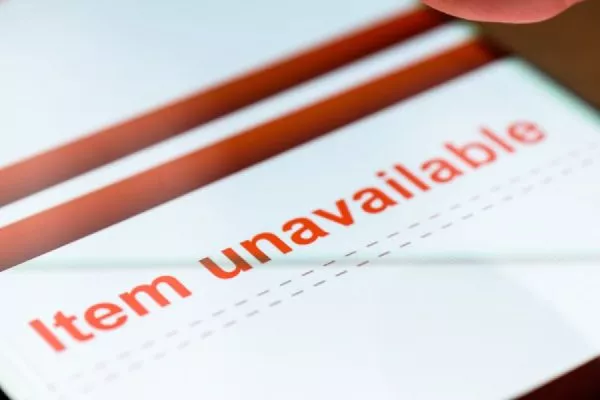 Screen with the text "Item Unavailable"