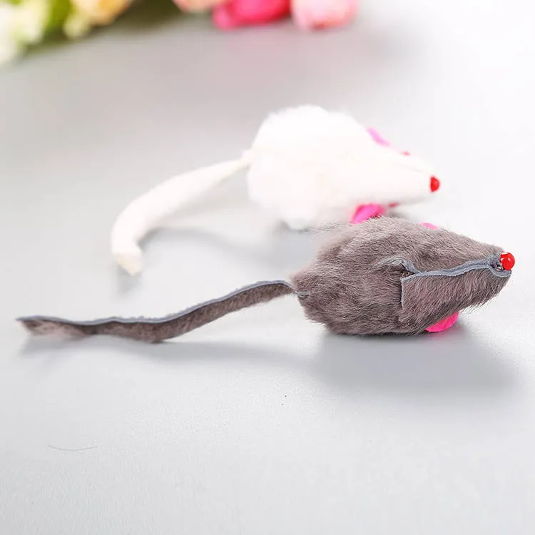 Real Rabbit Fur Mice Cat Toys with Rattle Sound, Mini Funny Playing Toys  For Cats and Kittens , Mixed Bag of 10 - My Happy Pets Boutique