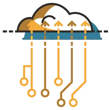 Illustration of data being backed up into a cloud
