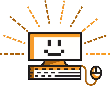 Illustration of a face on a computer monitor
