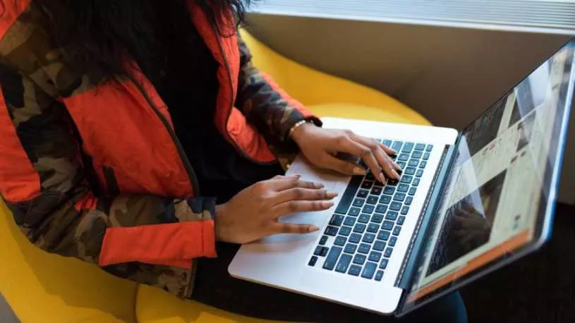Young Lady Browsing the Web Safely