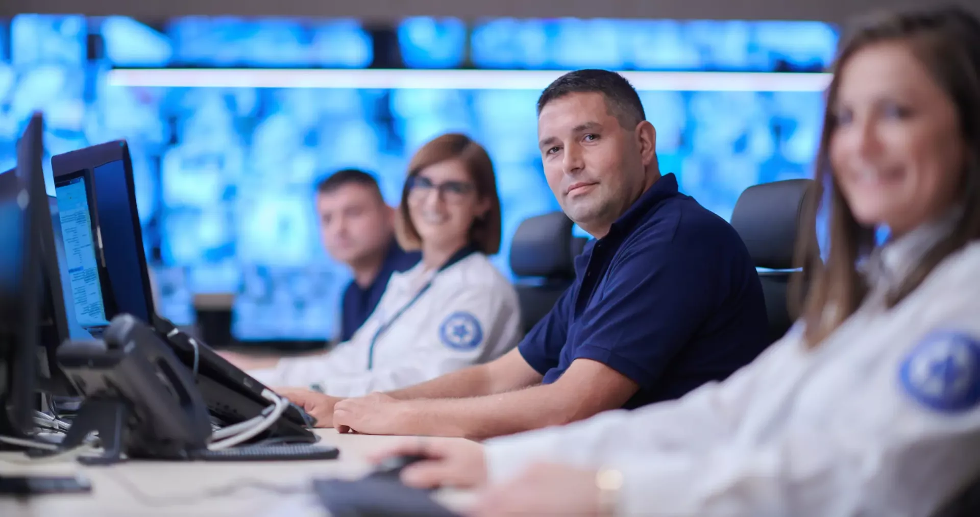 Group of Security Data Center Operators at Work