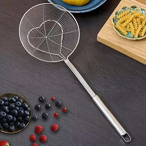 Strainer-Spoon-63-Inches-Pasta-Spoon-Strainer-with-Long-Handle-Stainless-Steel-Eisinly-Kitchen-Frying-Utensil-Food-Strainer-Skimmer-Spoon-for-Cooking