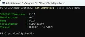 Get BIOS Version Using PowerShell