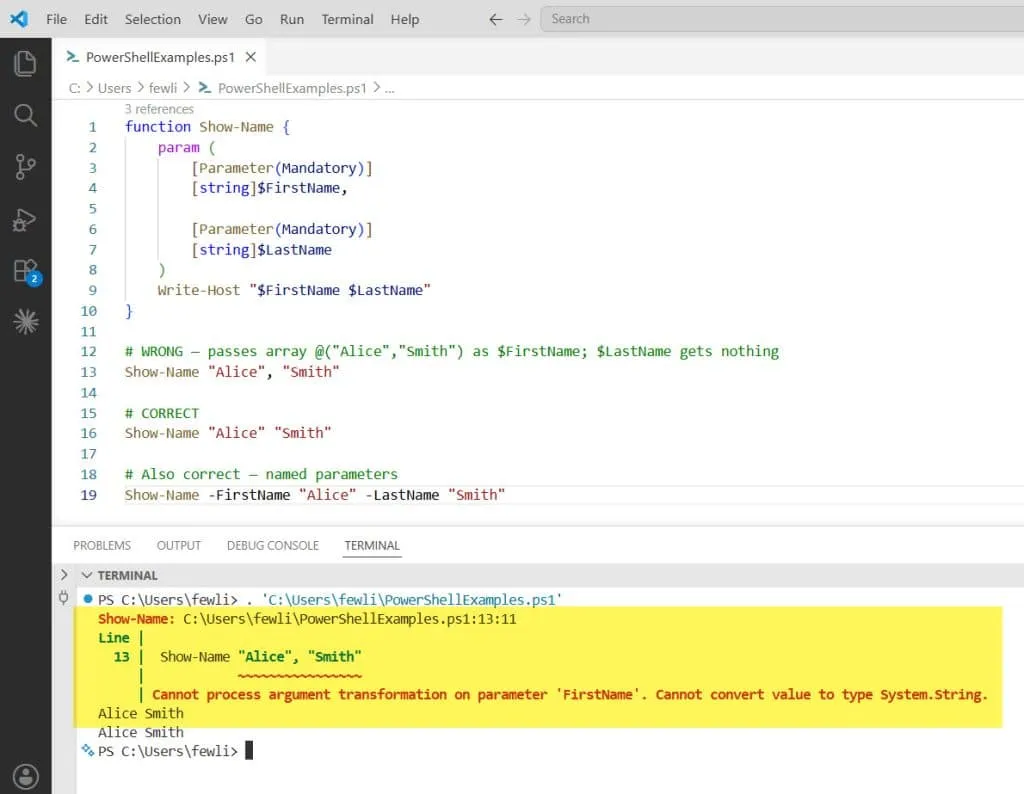 Cannot Convert Value to Type System.String Error in PowerShell