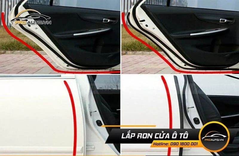 Lắp gioăng cao su nẹp cửa chống ồn xe ô tô