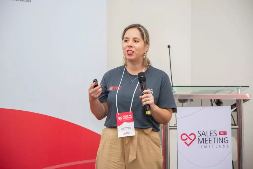P&F Brazil team member speaking at the 2025 Sales Meeting