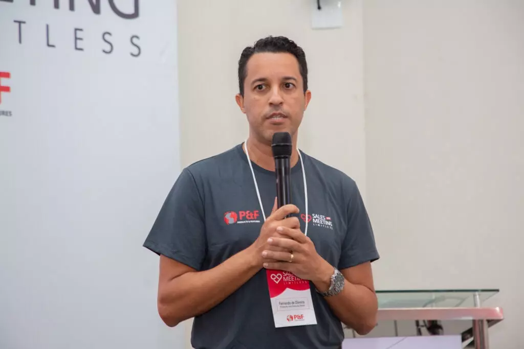 P&F Brazil team member speaking at the 2025 Sales Meeting
