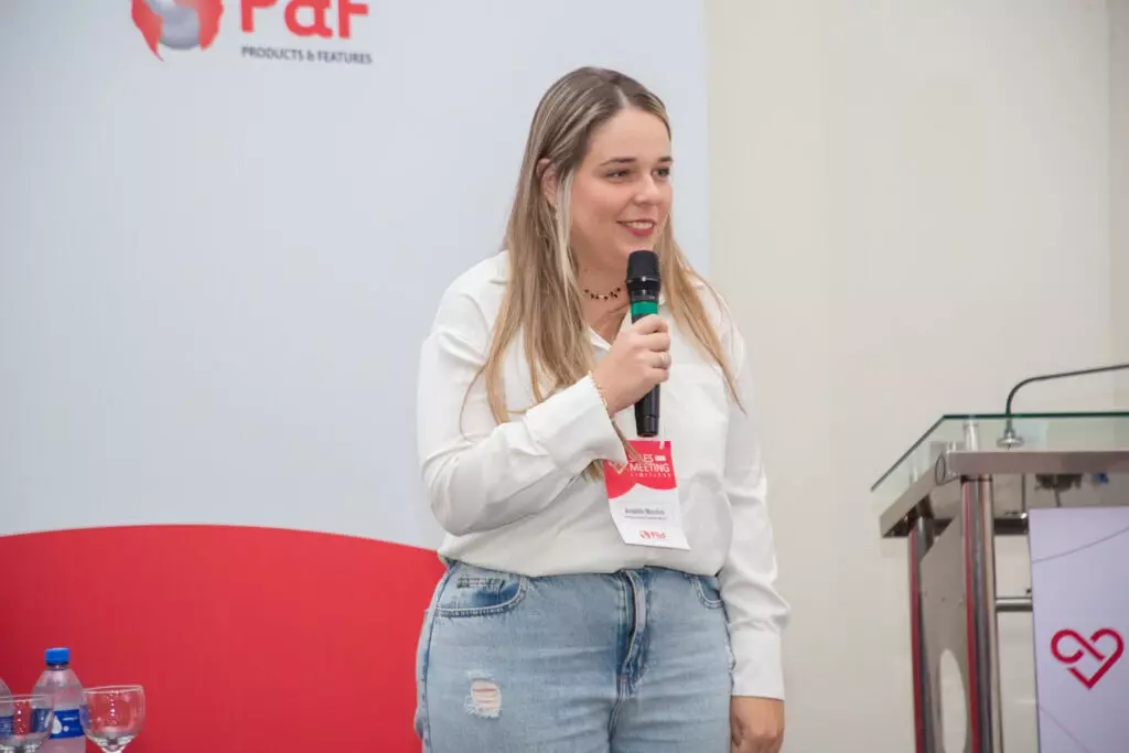 P&F Brazil team member speaking at the 2025 Sales Meeting