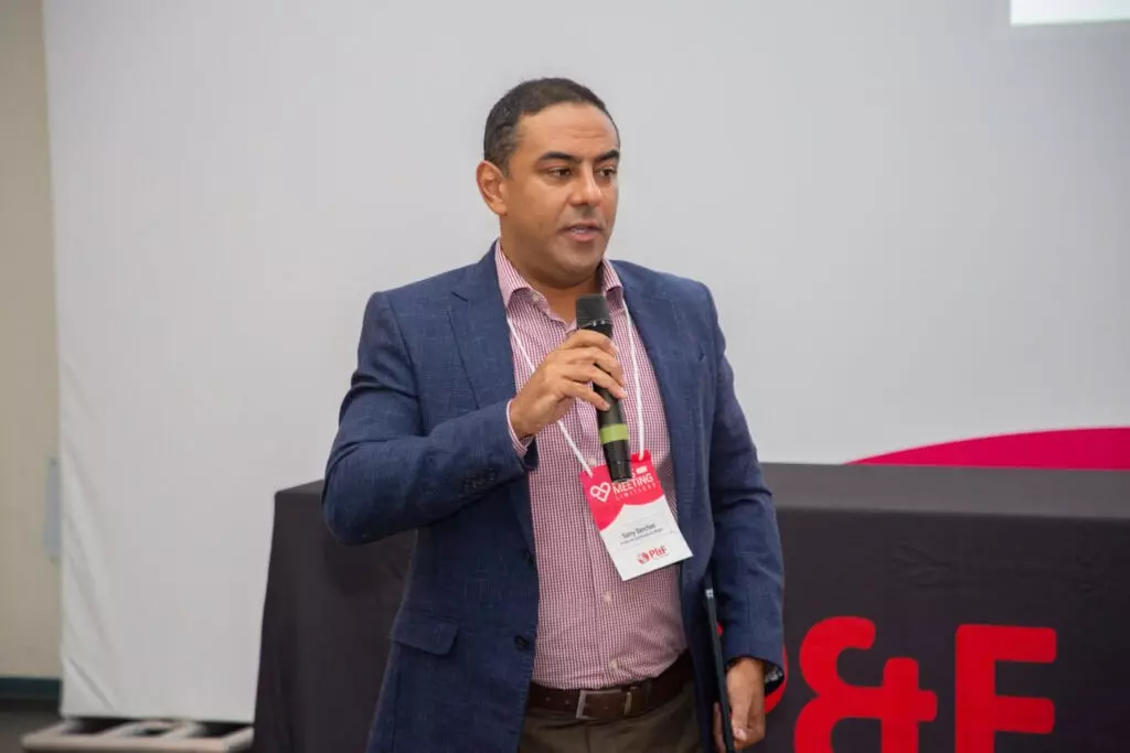 P&F Brazil team member speaking at the 2025 Sales Meeting