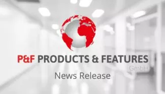 P&F Products and Features logo with "news release" underneath, set on an obscured background of a hospital's hallway