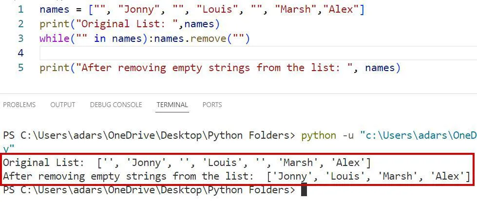 Remove Empty Strings from a List in Python
