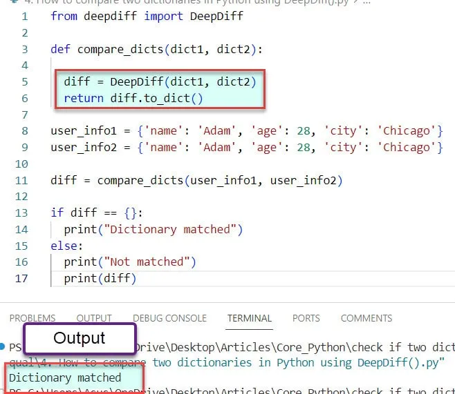 How to compare two dictionaries in Python using DeepDiff How to compare two dictionaries in Python using DeepDiff()