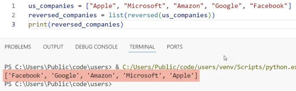 Reverse a List in Python reversed function Reverse a List in Python reversed() function