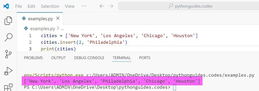 Use the insert Function in Python Use the insert() Function in Python