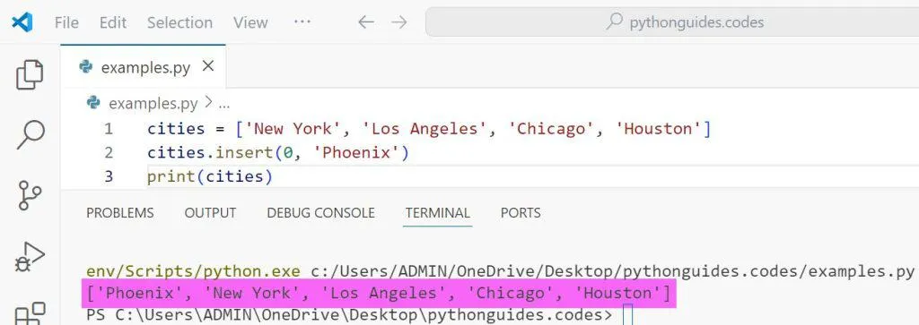 insert Function in Python insert() Function in Python