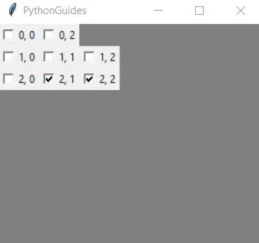 Create Checkboxes in Python Tkinter grid Create Checkboxes in Python Tkinter grid