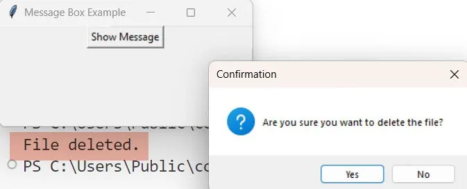 Create Message Boxes with Python Tkinter confirmation message Create Message Boxes with Python Tkinter confirmation message box