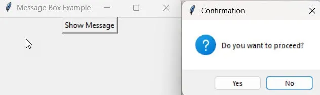 Create Message Boxes with Python Tkinter default button Create Message Boxes with Python Tkinter default button