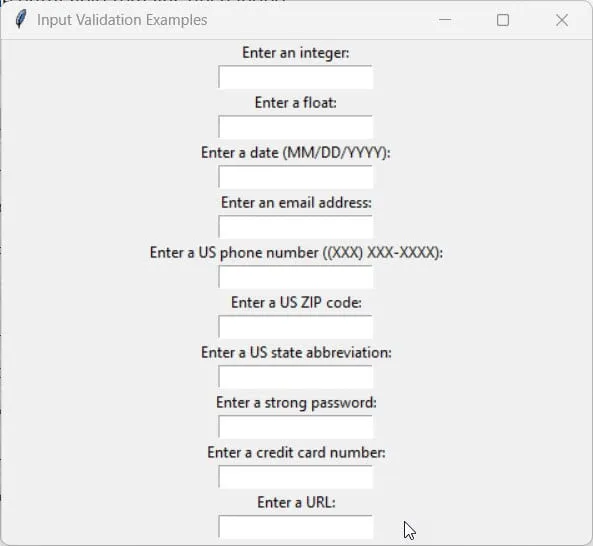 Validate User Input in Python Tkinter 1 Validate User Input in Python Tkinter