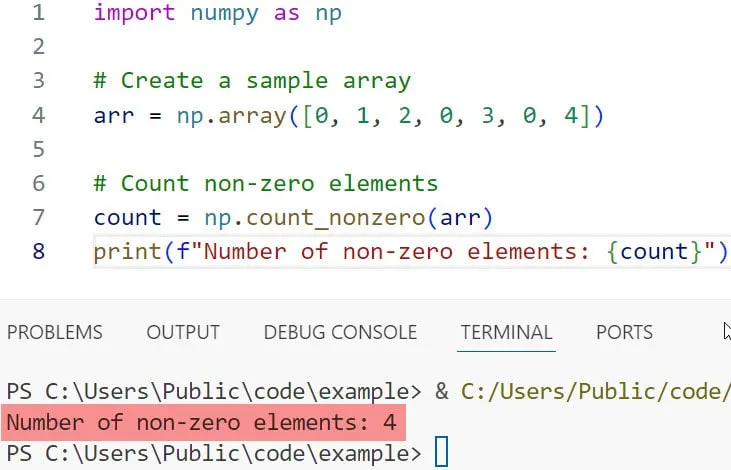 numpy count numpy count