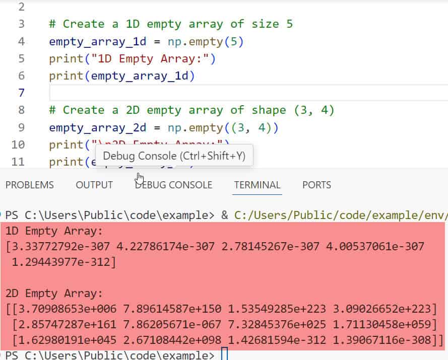 numpy empty array numpy empty array
