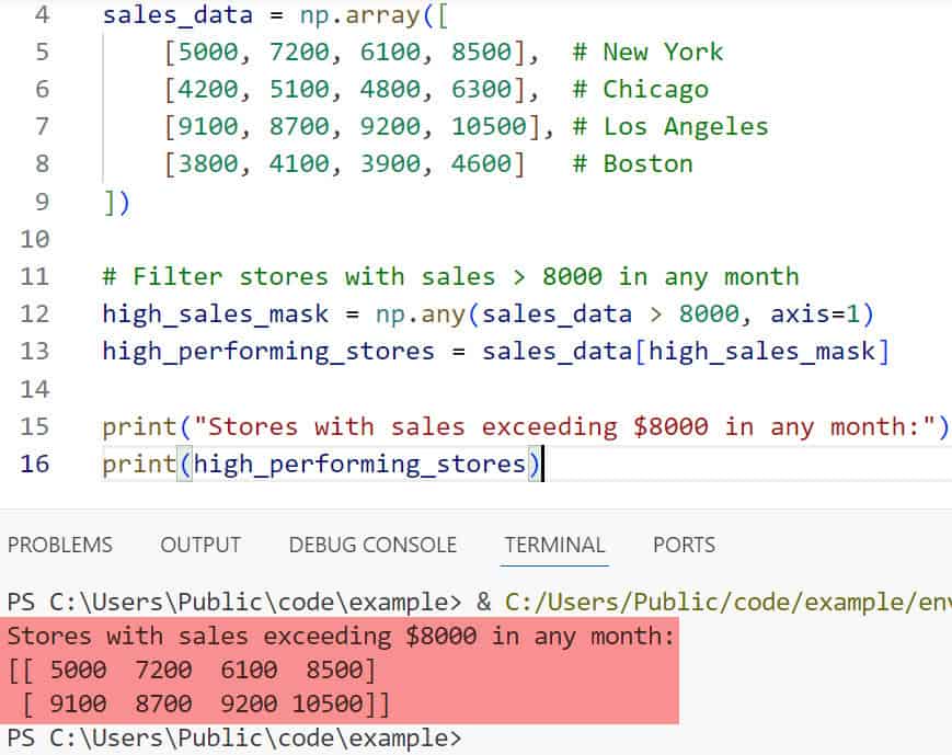 numpy filter 2d array by condition numpy filter 2d array by condition