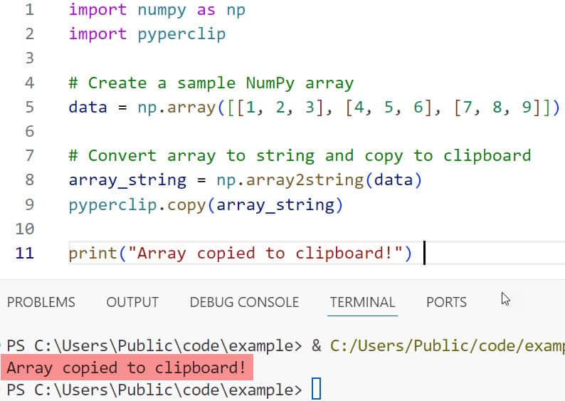 numpy to clipboard numpy to clipboard