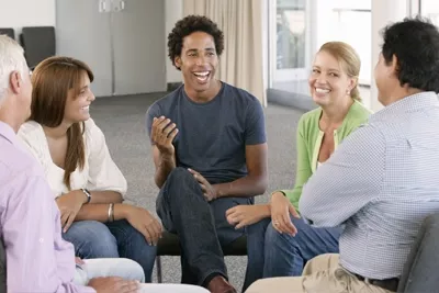 a group of people talking about medication management in Renaissance Behavioral Health in Cleveland, Ohio