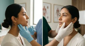 Jawtox masseter Botox injection compared with buccal fat removal consultation at Sarayu Clinics, Delhi