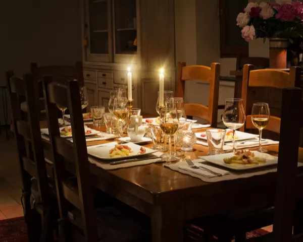 romantic dining staged home setup