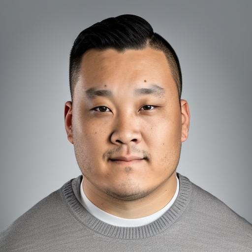 A man in a gray sweater is posing for a photo.