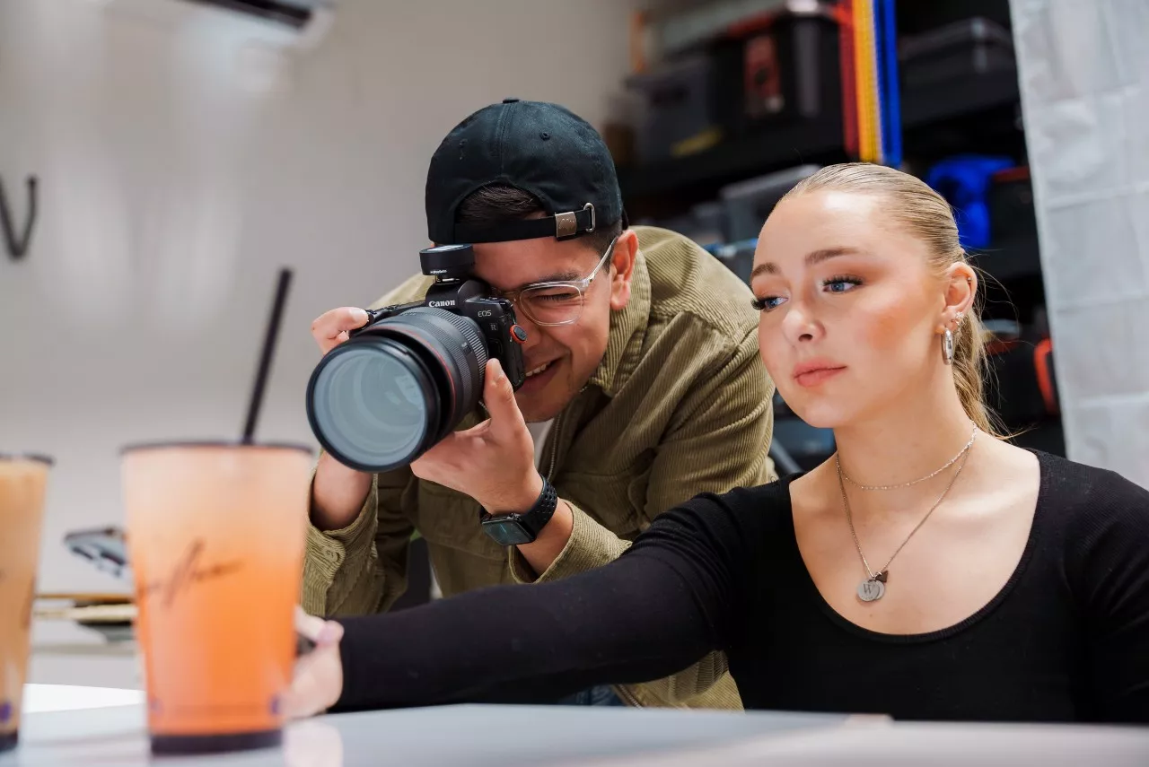 behind the scenes for a social media shoot