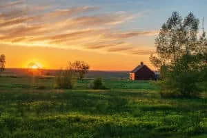 rural house on sunset