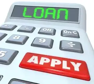 a calculator with a text Loan