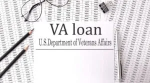 Paper with VA loan on a table