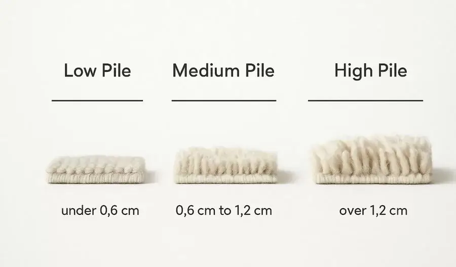 8 Tips for Buying Carpets and Rugs Carpet and Rug pile height demonstration with 0.6cm to over 1.2cm