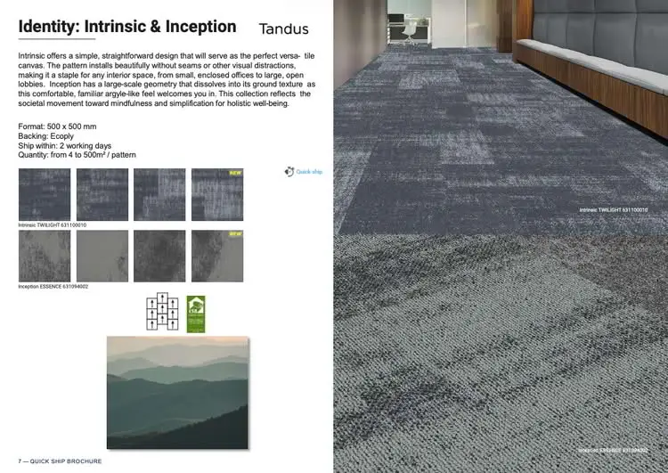 Tarkett Tandus Carpet Tiles QuickShip Textured grey carpet in hallway displayed by Tarkett