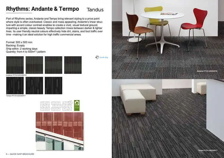 Tarkett Tandus Carpet Tiles QuickShip Rhythms Andante Tempo Tandus carpet for commercial floorings