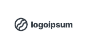 Ein kreisförmiges abstraktes Logo mit zwei Wellenlinien, die systemische therapie symbolisieren, neben dem Text "logoipsum" in fetter, dunkelgrauer Schrift auf hellgrauem Hintergrund.