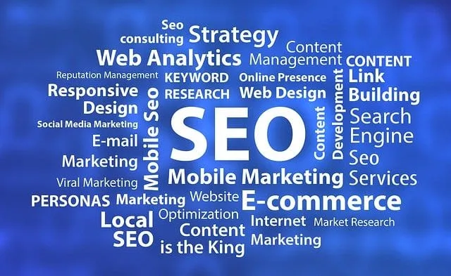 A word cloud featuring the term SEO, pertinent to website design and social media management. A word cloud featuring the term SEO, pertinent to website design and social media management.