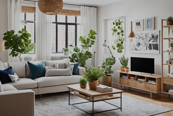 Modern living room upgraded with stylish furniture and greenery, showcasing home improvement projects by TJ Handyman Services in Orlando, FL.