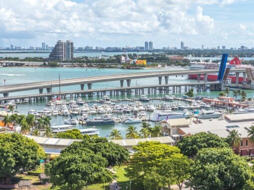 MIAMI, USA - SEPTEMBER 10, 2014 : Bay at Downtown Miami on September 10, 2014 in Miami.