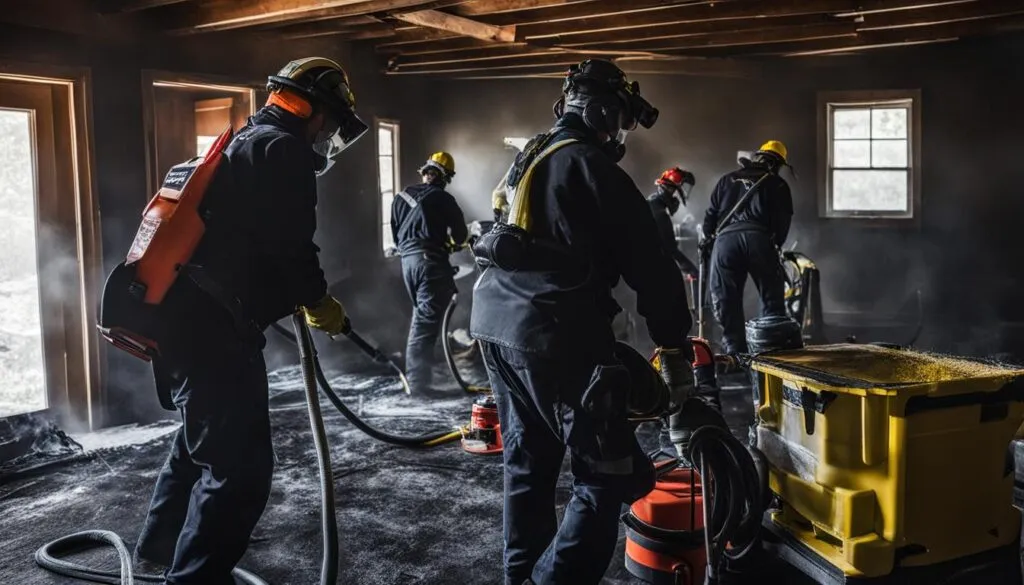 fire damage restoration service team at work fire damage restoration service team at work