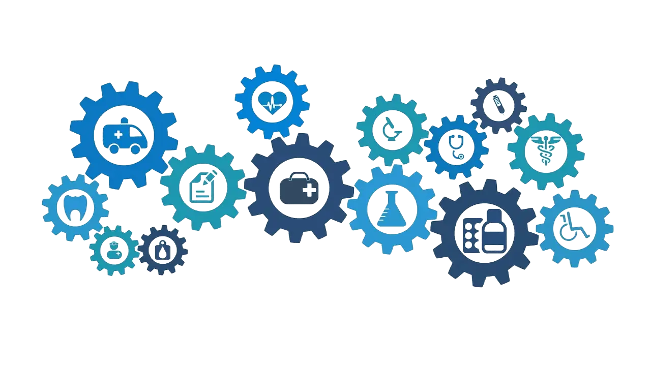 Advanced medical technology gears representing innovation in healthcare solutions.