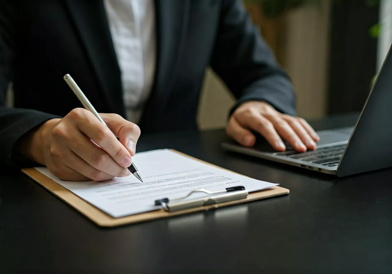 Person composing a resignation letter